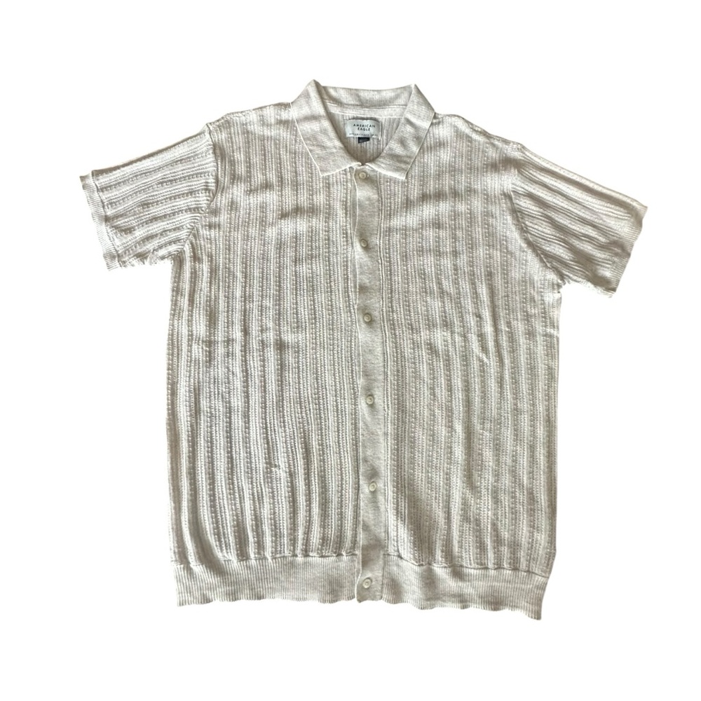 American Eagle Outfitters White Casual Button Down Shirt